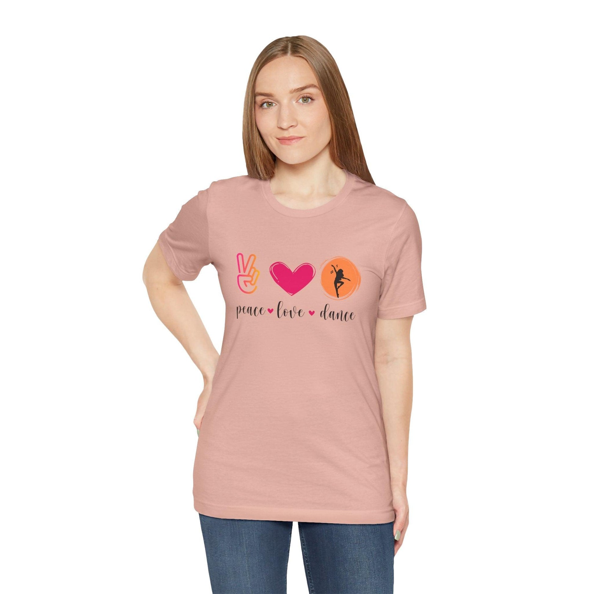 Peace, Love & Dance Unisex Jersey Tee - ✌️❤️💃 Express Yourself Through Movement! 💃❤️✌️ - Whippie's