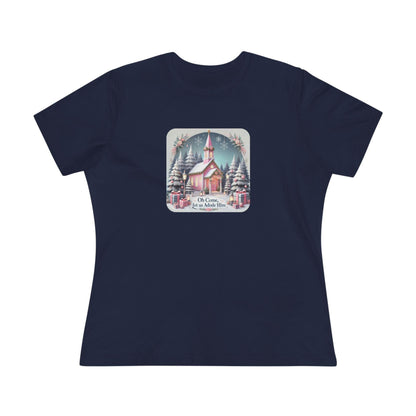 💖⛪ Pink Church - Oh Come, Let Us Adore Him ❄️🎁 - Women's Softstyle Tee - Whippie's