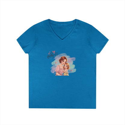 Happy Mother's Day Mom & Daughter Hug V-Neck T-Shirt - Whippie's