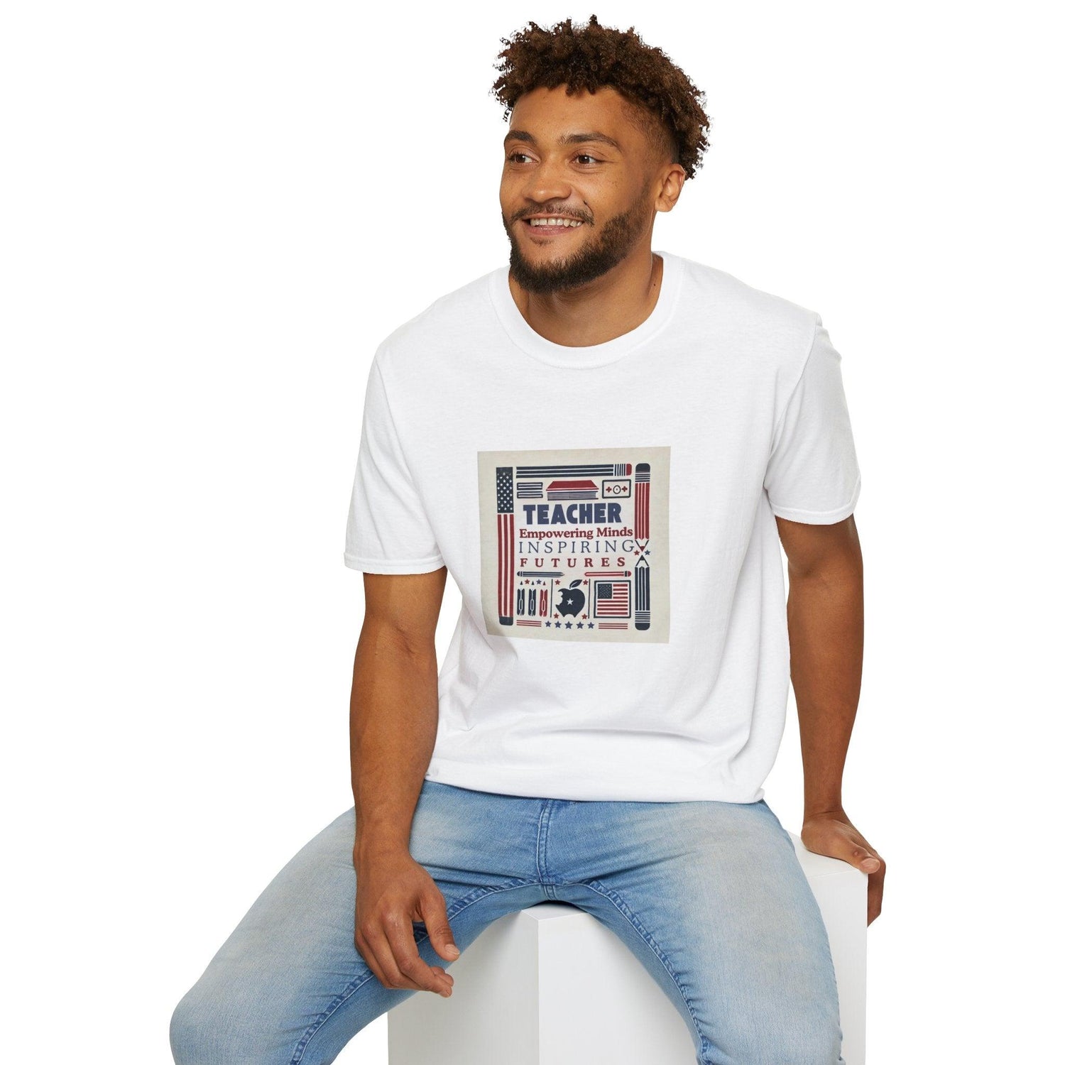 Teacher, Empowering Minds, Inspiring Futures Tee 🍎📚 - Patriotic Colors - Unisex T-Shirt - Whippie's