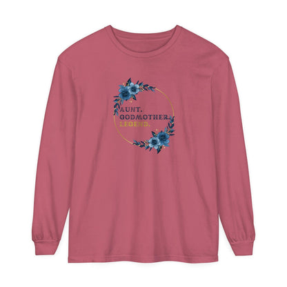 💐 Aunt. Godmother. Legend. Unisex Garment-Dyed Long Sleeve T-Shirt 👑 - Whippie's