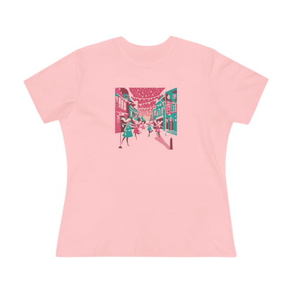 Pink and Teal Holiday Village - Women's Softstyle Tee - Whippie's
