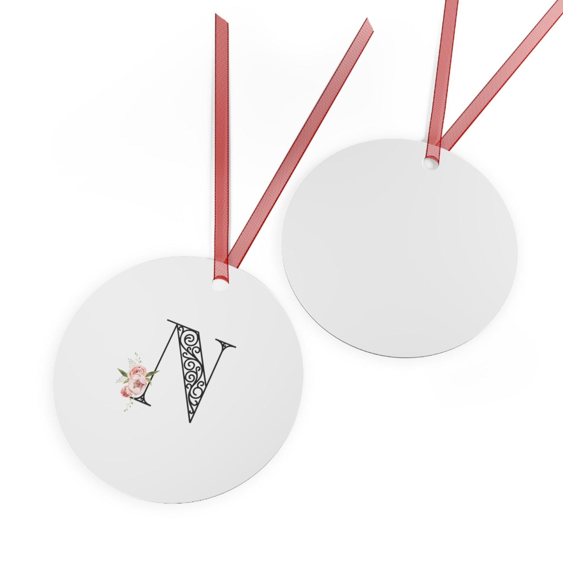 Floral Letters: Letter N - Metal Christmas Ornament - Whippie's