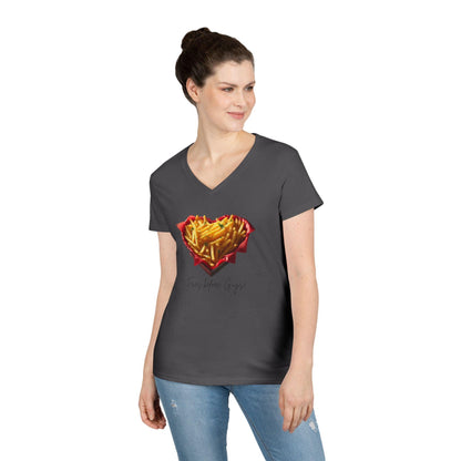 🍟 Fries Before Guys! ❤️ Ladies' V-Neck Tee ✨ Celebrate your love for fries! - Whippie's