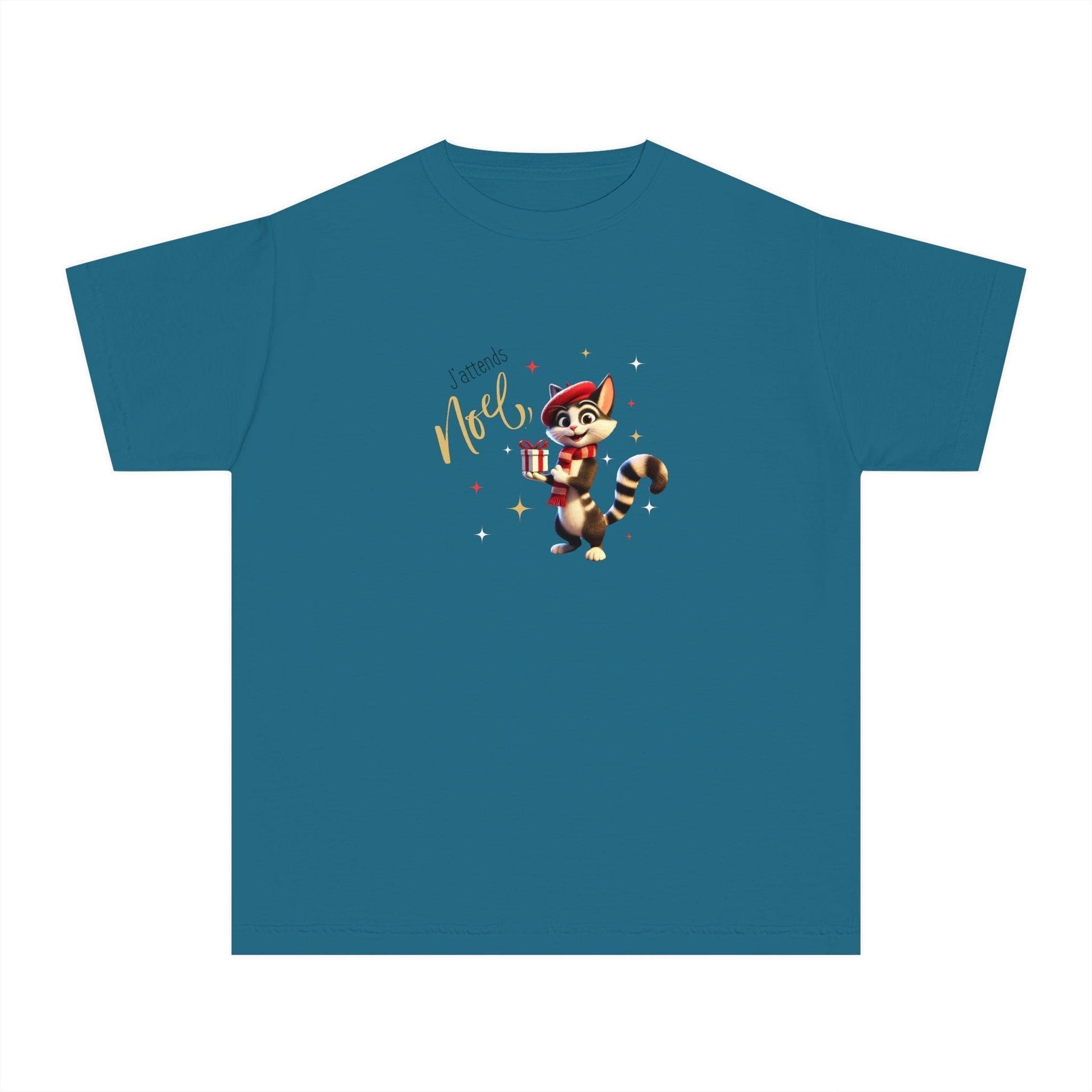 J'attends Noël 🐈‍⬛ Youth Midweight Tee 🎄 A purr-fectly Parisian Christmas for your little one! - Whippie's