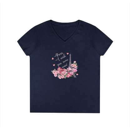 Paris, I Wish You Were Near! Women's V-neck Tee - Whippie's