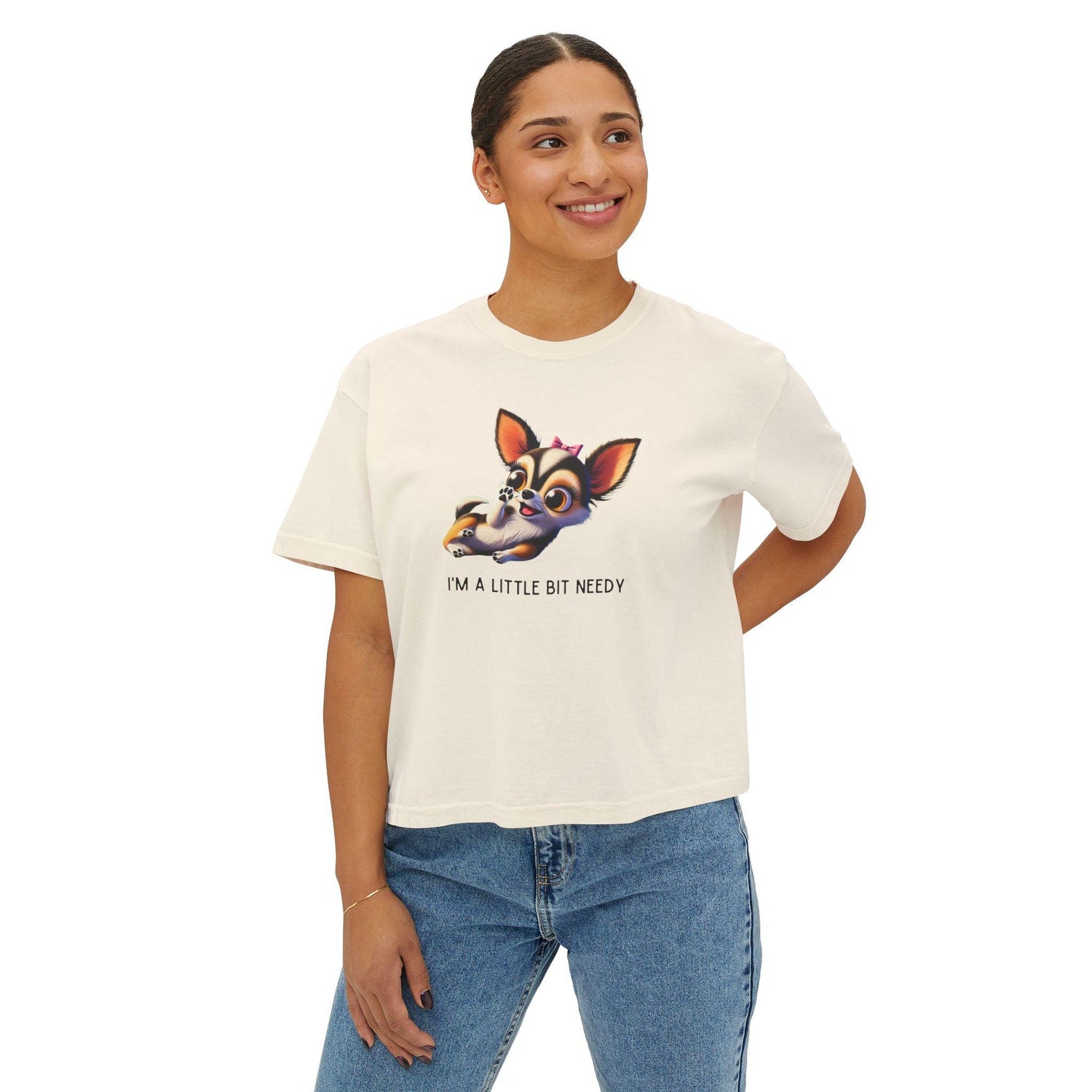I'm a Bit Needy - Embrace Your Inner Drama Queen 🐶 Women's Boxy Crop Tee - Whippie's