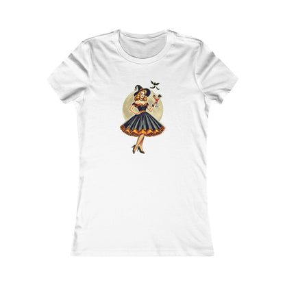Vintage Pinup Witch Cocktail T-Shirt - Bewitching Retro Style