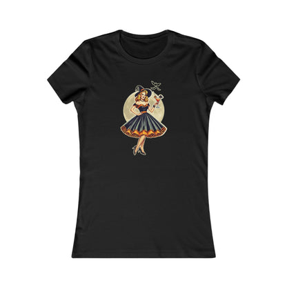Vintage Pinup Witch Cocktail T-Shirt - Bewitching Retro Style