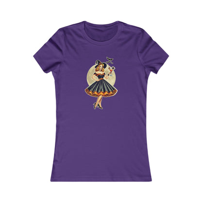 Vintage Pinup Witch Cocktail T-Shirt - Bewitching Retro Style