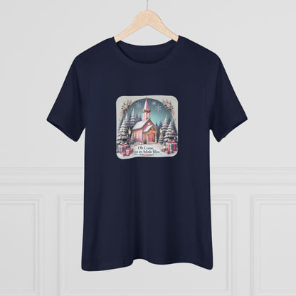 💖⛪ Pink Church - Oh Come, Let Us Adore Him ❄️🎁 - Women's Softstyle Tee - Whippie's
