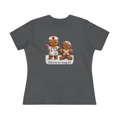 🍪🩹 "Did You Try Icing It?" 👩‍⚕️🎄 - Women's Softstyle Tee - Whippie's