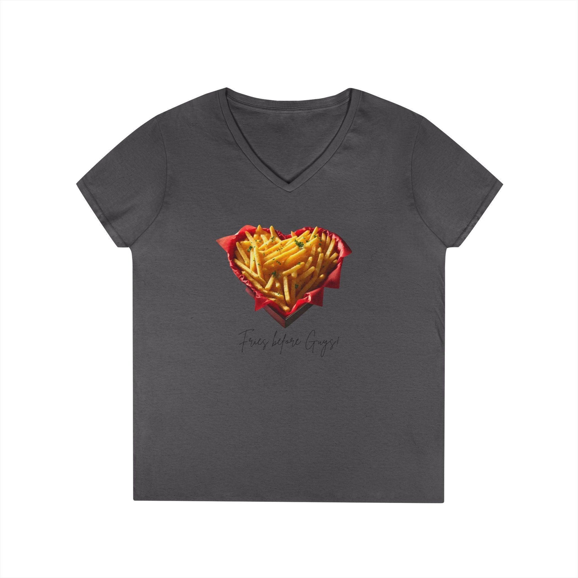 🍟 Fries Before Guys! ❤️ Ladies' V-Neck Tee ✨ Celebrate your love for fries! - Whippie's