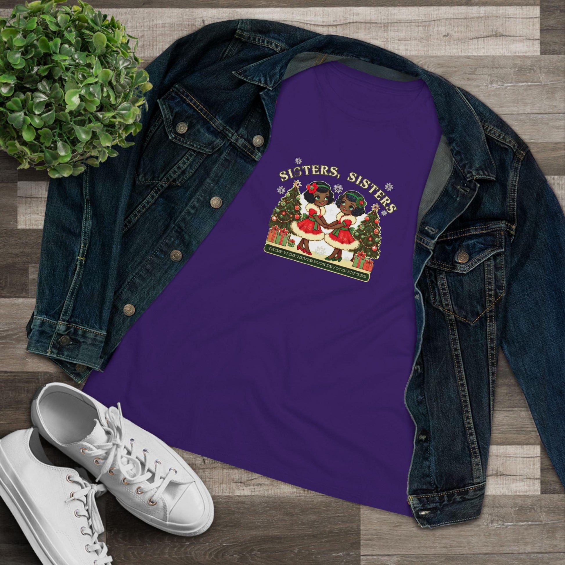 Sisters, Sisters (Black Sisters) - There Were Never Such Devoted Sisters! 👭🏿🎄 - Women's Softstyle Tee - Whippie's