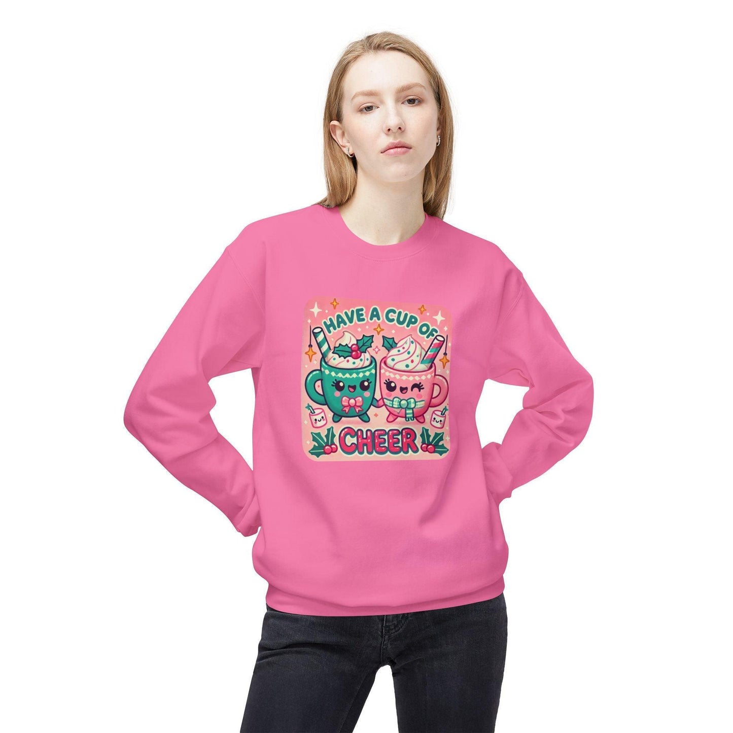 ☕ Have a Cup of Cheer! 😊 Unisex Fleece Sweatshirt ✨ - Whippie's