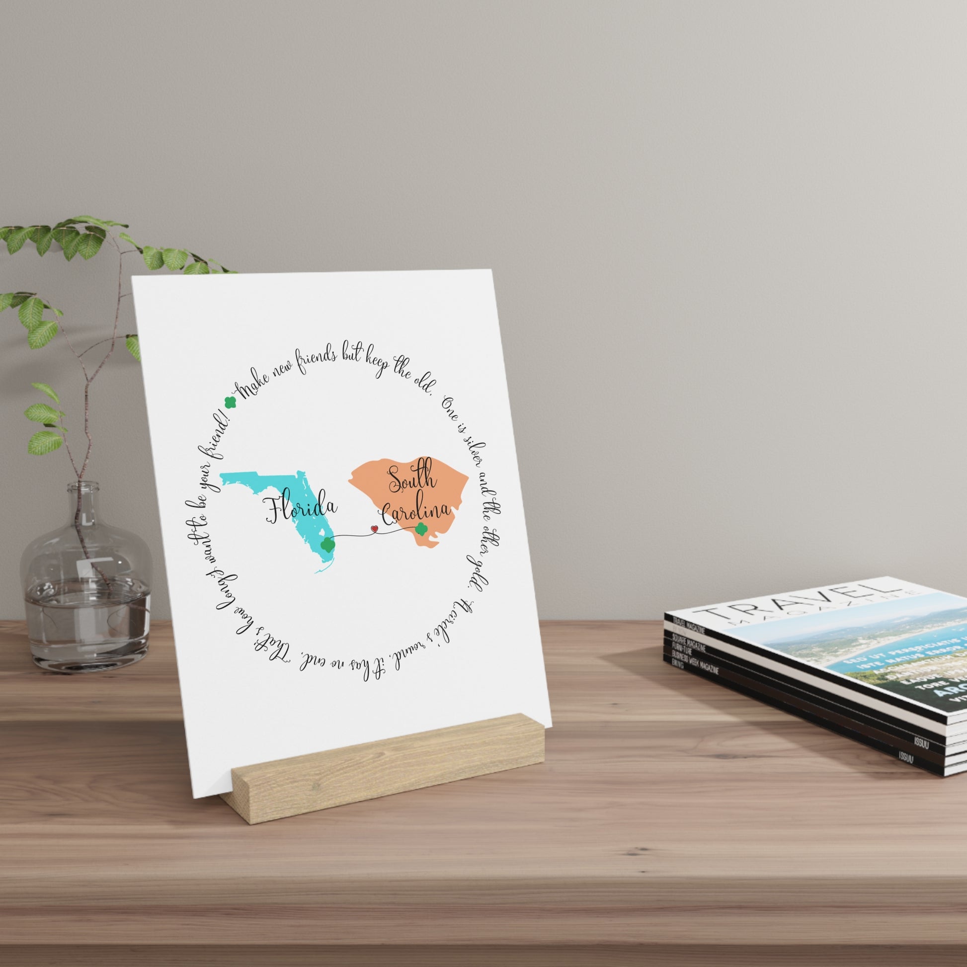 Girl Scout Friendship Moving to New State - Gallery Board with Stand - Personalizable - Whippie's