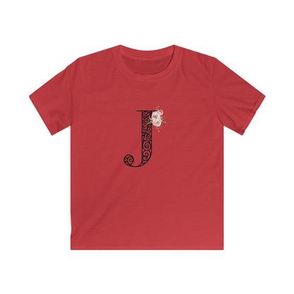 Floral Letters: Letter J - Kids Softstyle Tee - Whippie's