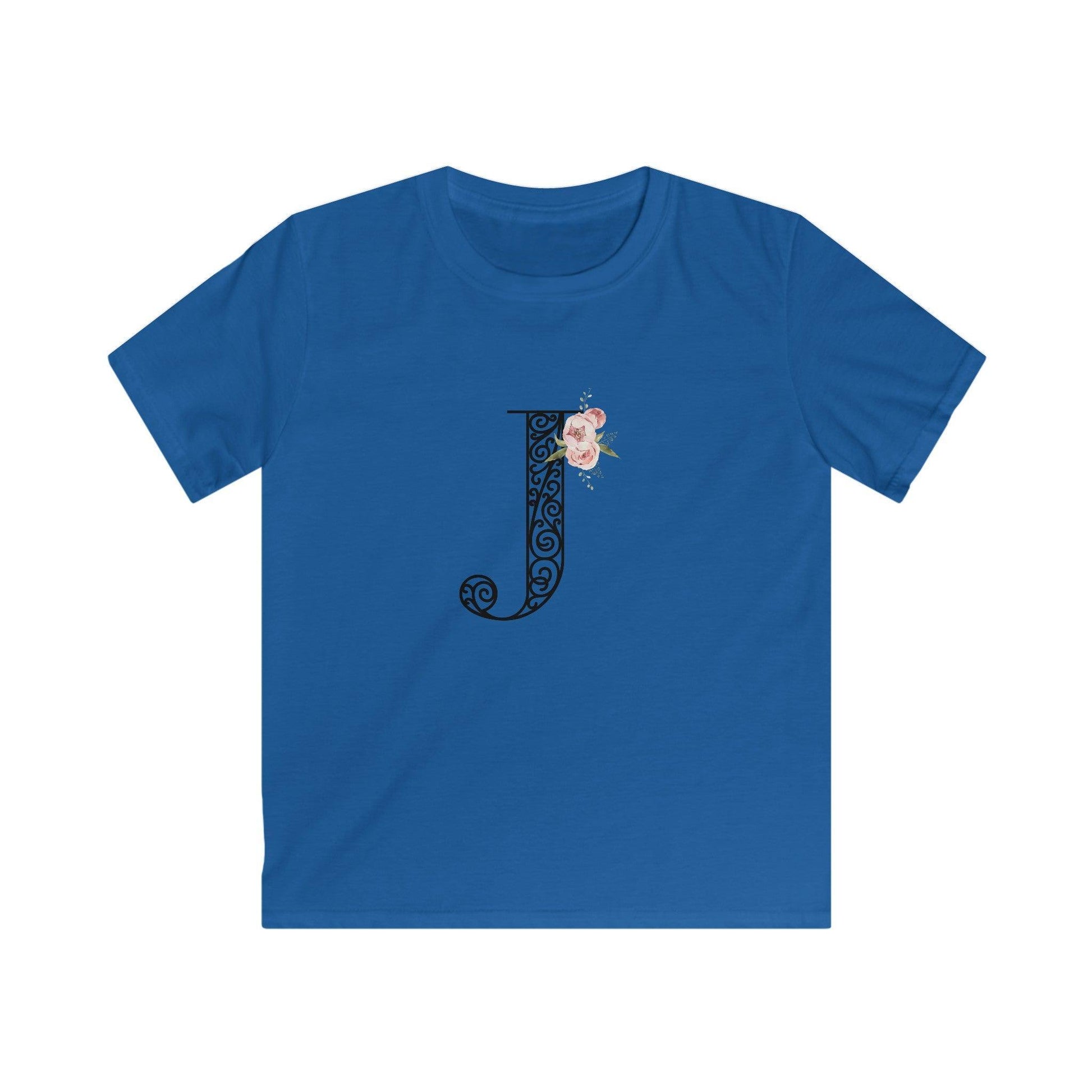 Floral Letters: Letter J - Kids Softstyle Tee - Whippie's