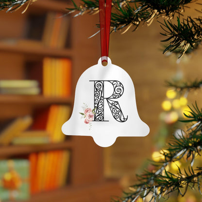 Floral Letters: Letter R - Metal Christmas Ornament - Whippie's