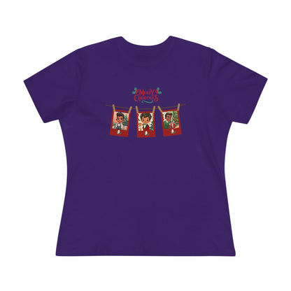 Merry Christmas - Photo Banner - Darker Skin Tone - Women's Softstyle Tee - Whippie's