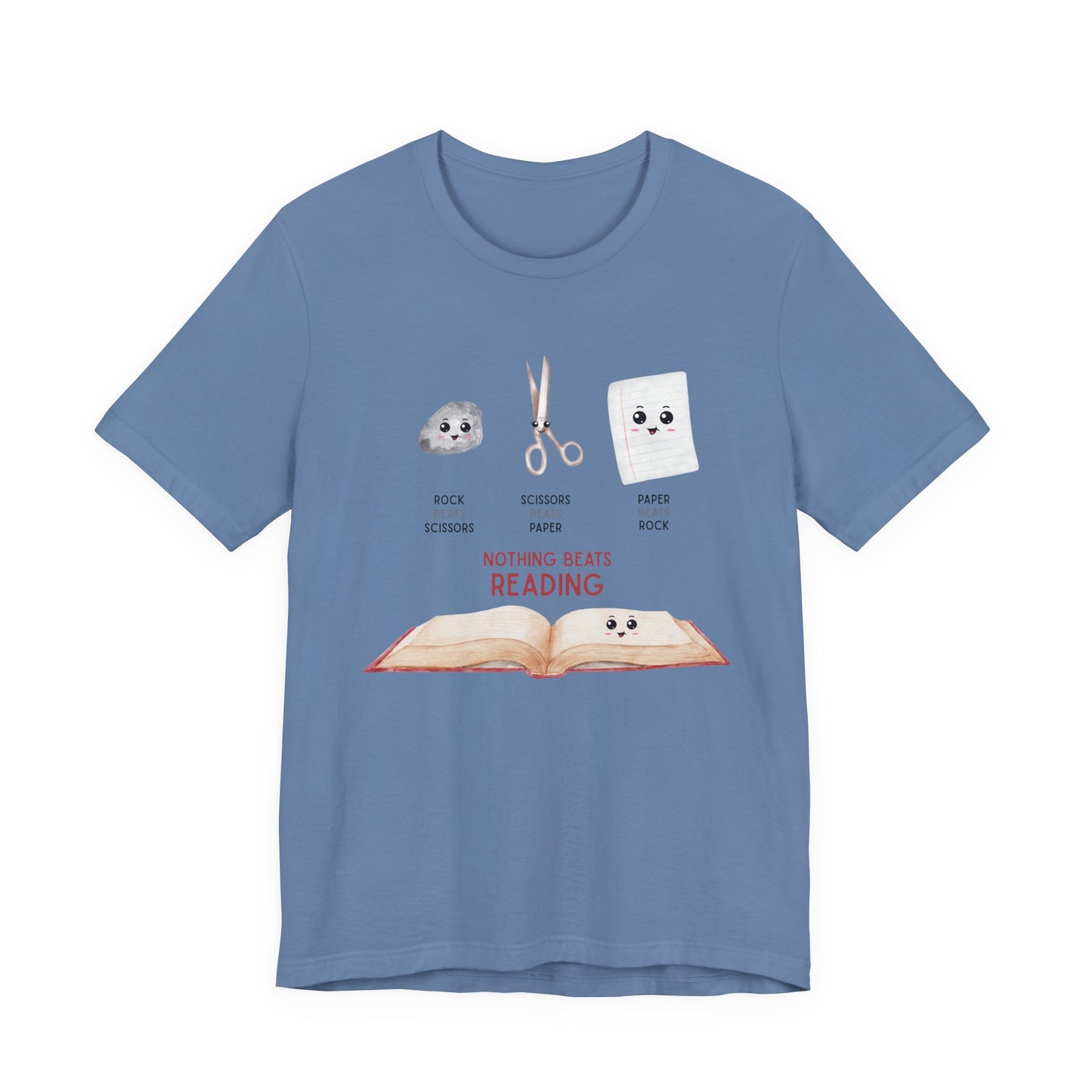 Nothing Beats Reading: Rock, Paper, Book Unisex Tee