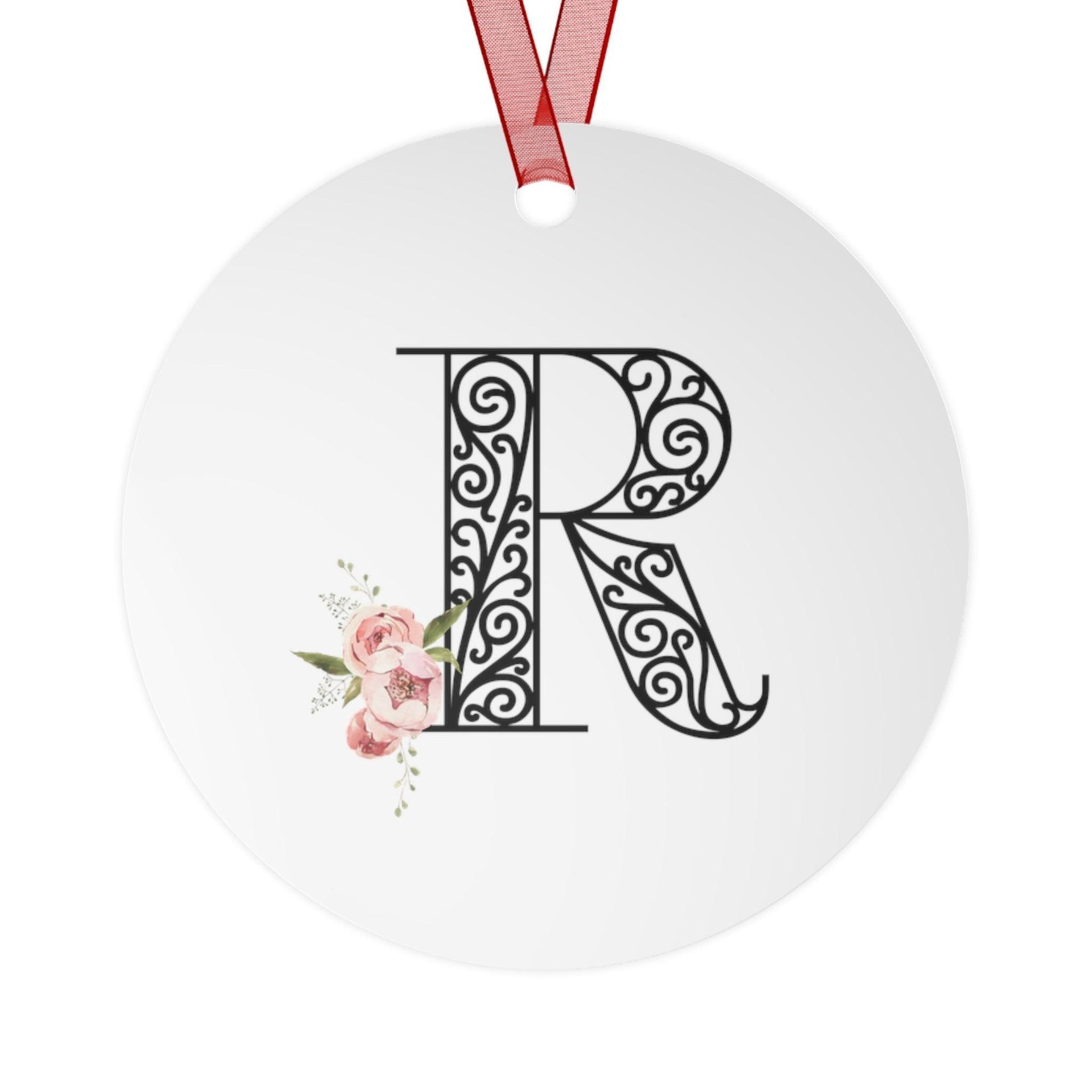Floral Letters: Letter R - Metal Christmas Ornament - Whippie's
