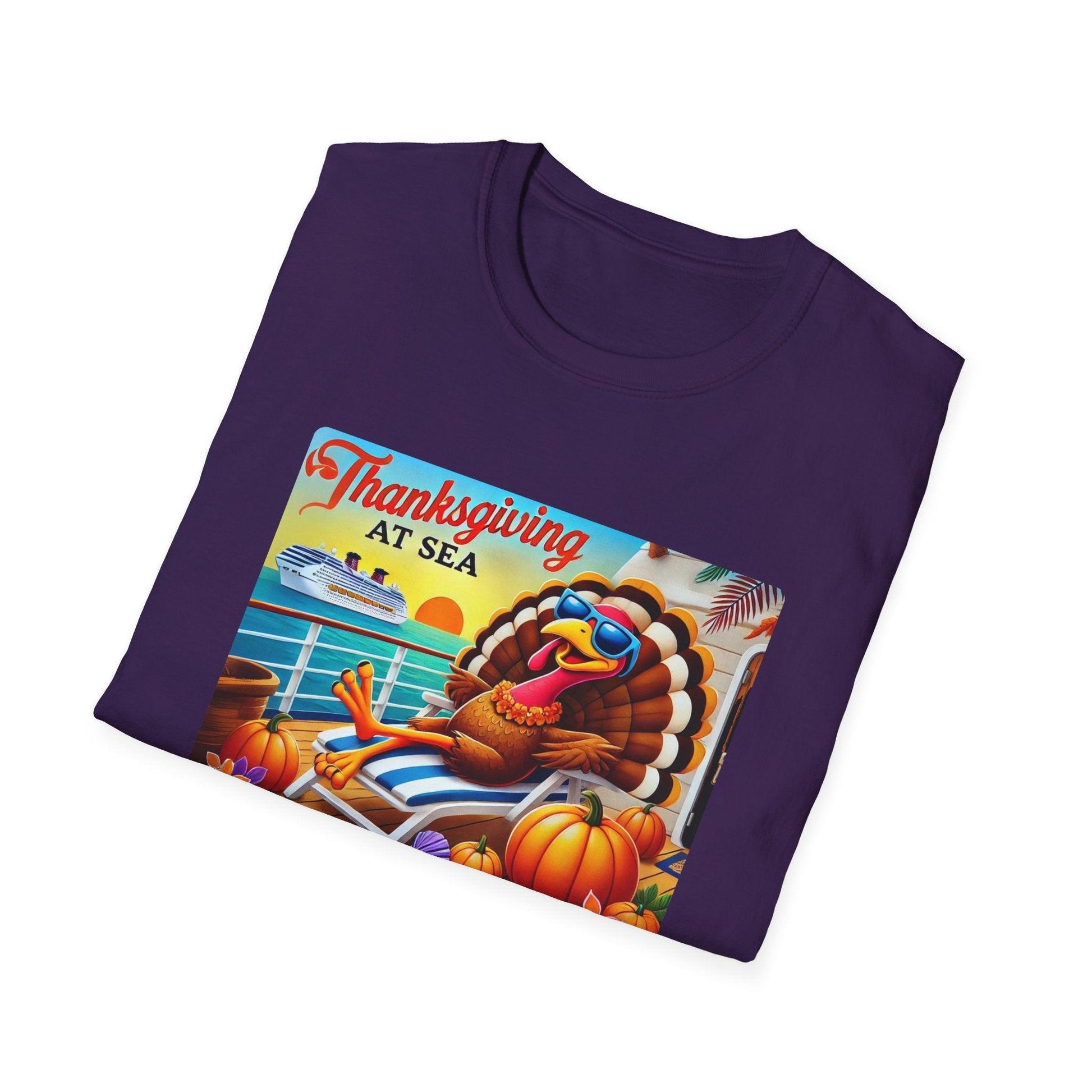 Turkey on Vacation - Gobble 'til You Wobble on the Open Seas! 🦃🚢 Unisex T-Shirt 🍂 - Whippie's