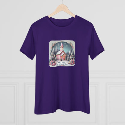 💖⛪ Pink Church - Oh Come, Let Us Adore Him ❄️🎁 - Women's Softstyle Tee - Whippie's