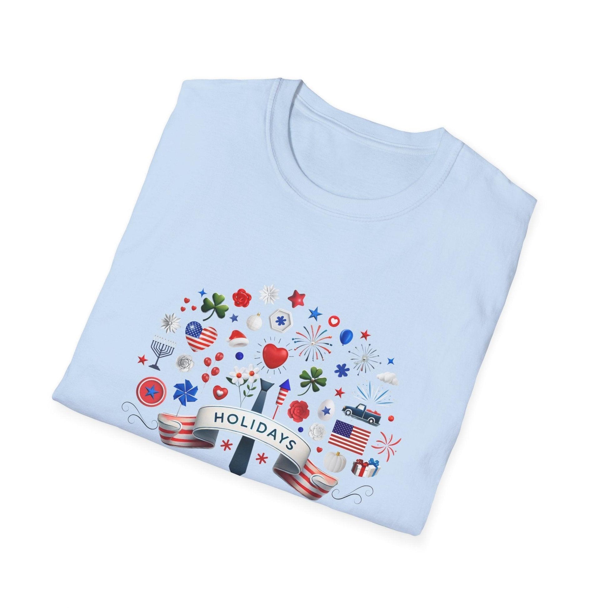 Merry Happy Everything 🎉 Unisex T-Shirt - Red, White & Blue Holiday Cheer! - Whippie's