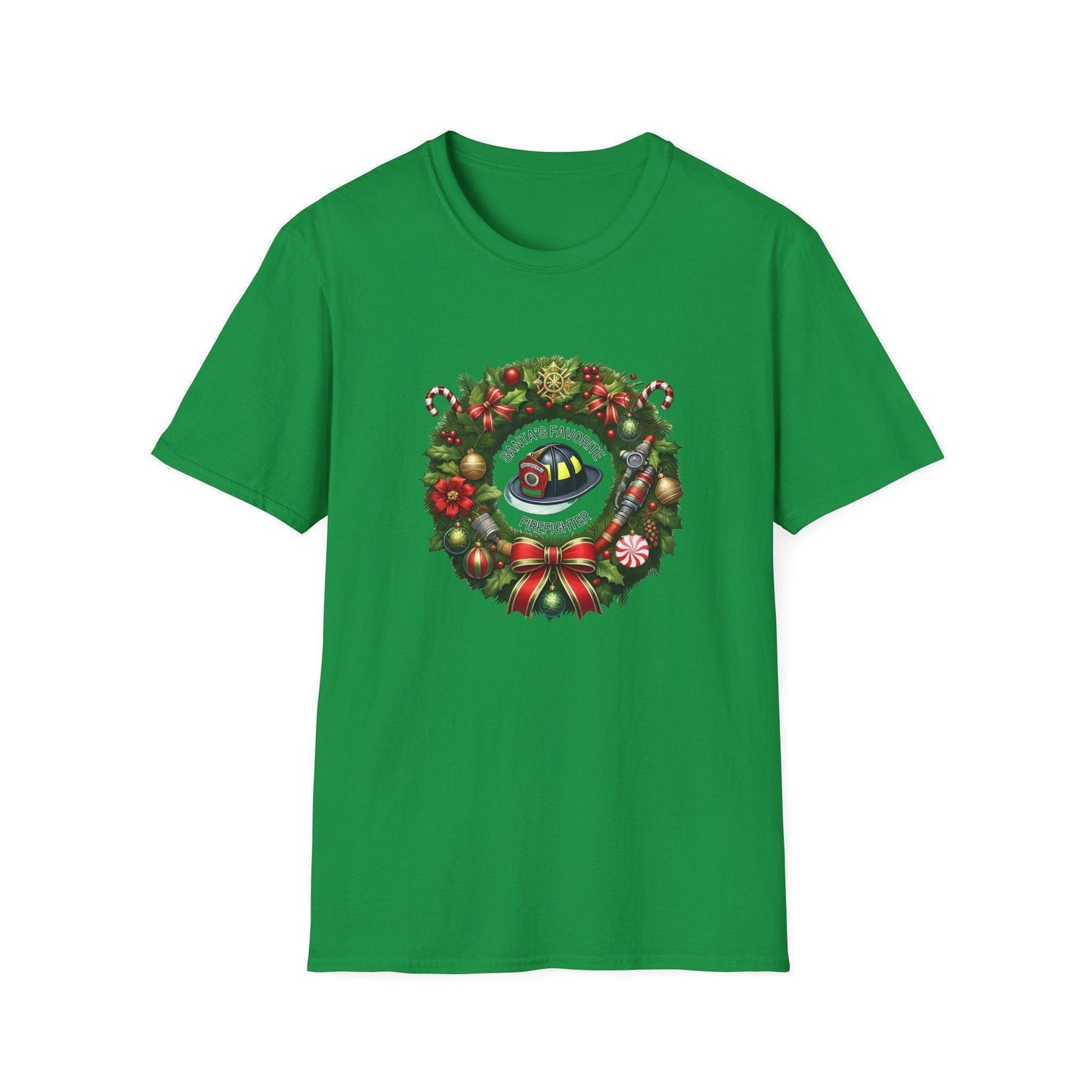 Santa's Favorite Firefighter - Wreath - Unisex Tee 🔥🎅 - Whippie's