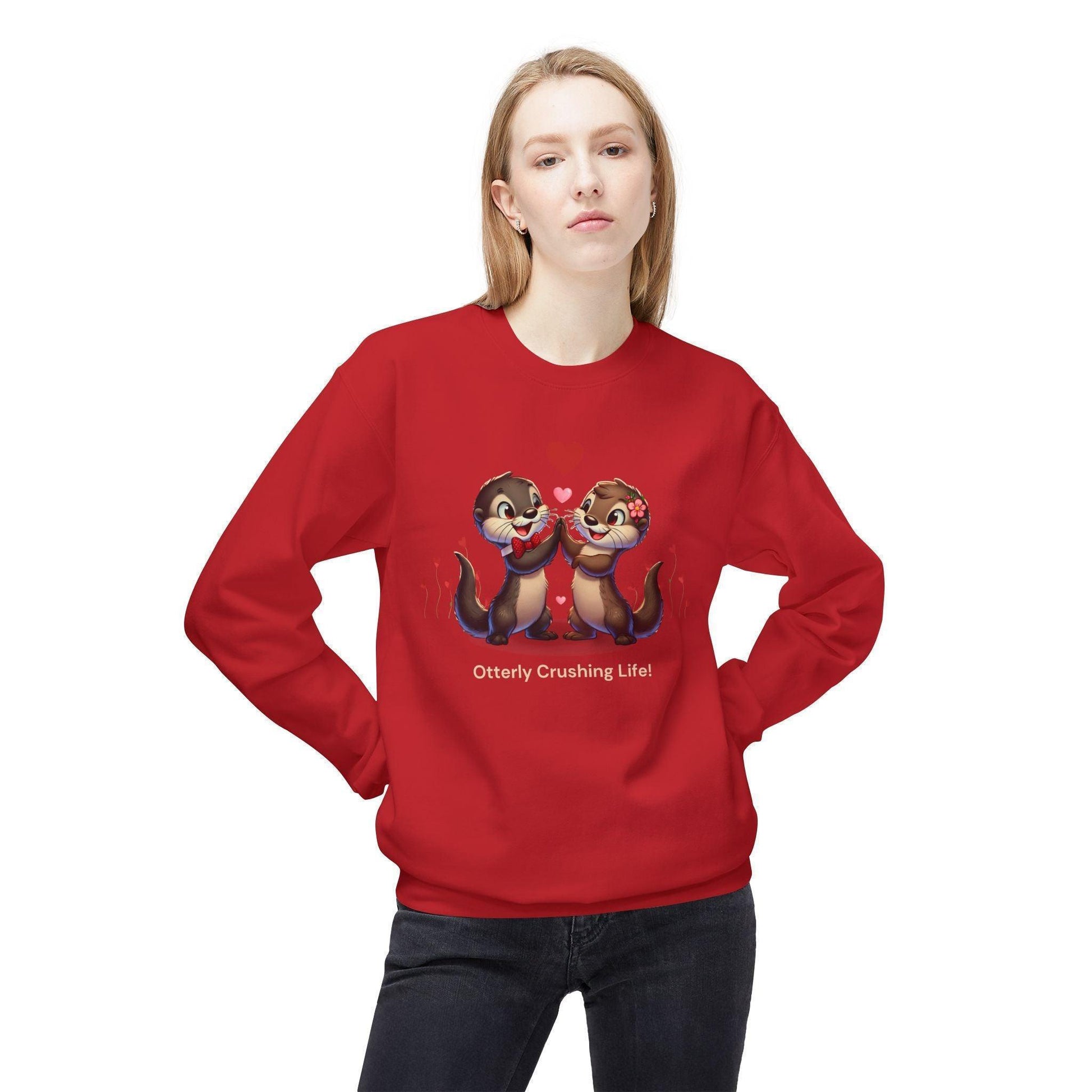 Otterly Crushing Life! Unisex Fleece Sweatshirt - Embrace Joy, Celebrate Friendship 💖🦦 - Whippie's