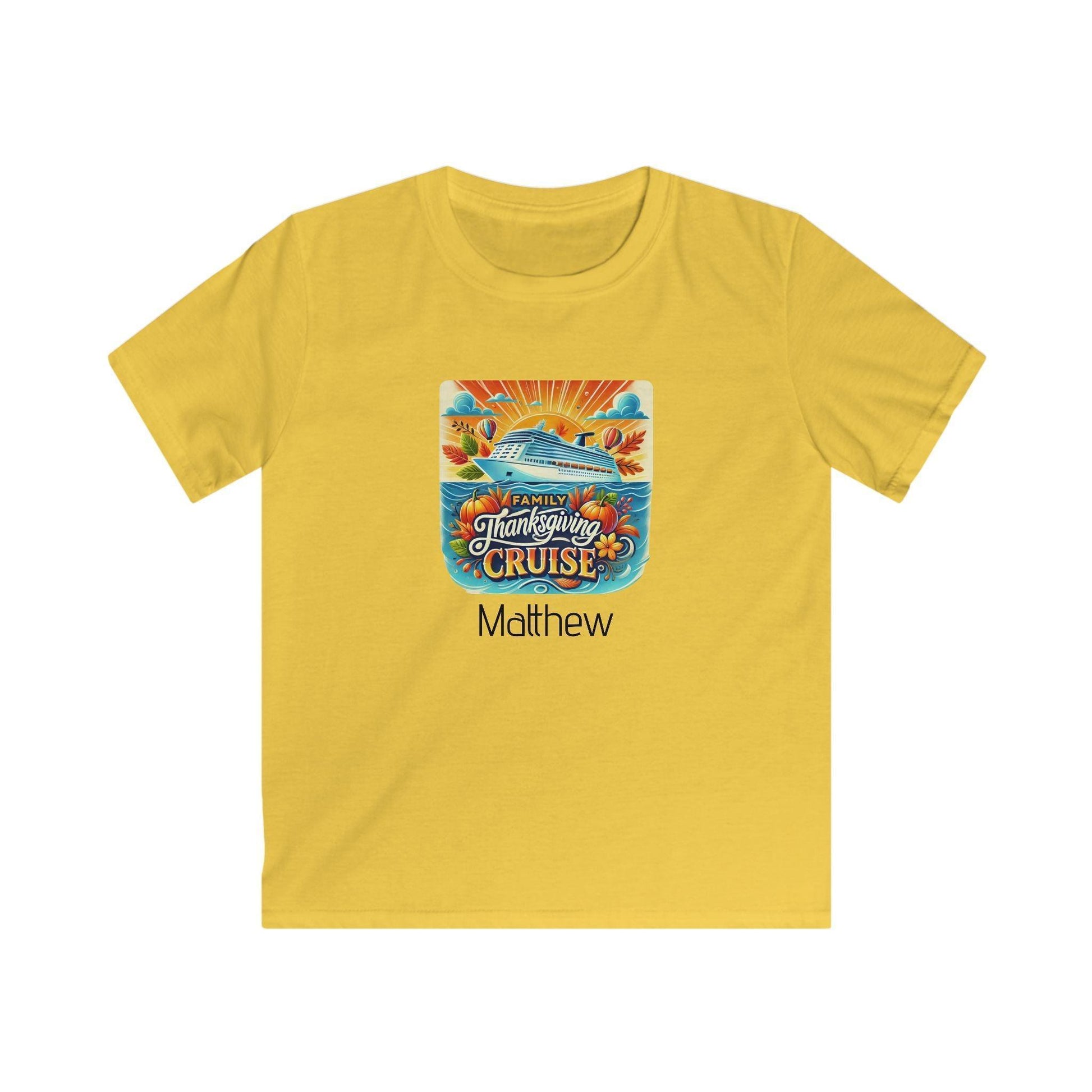 Family Thanksgiving Cruise - Kids Softstyle Tee - Personalizable - Whippie's