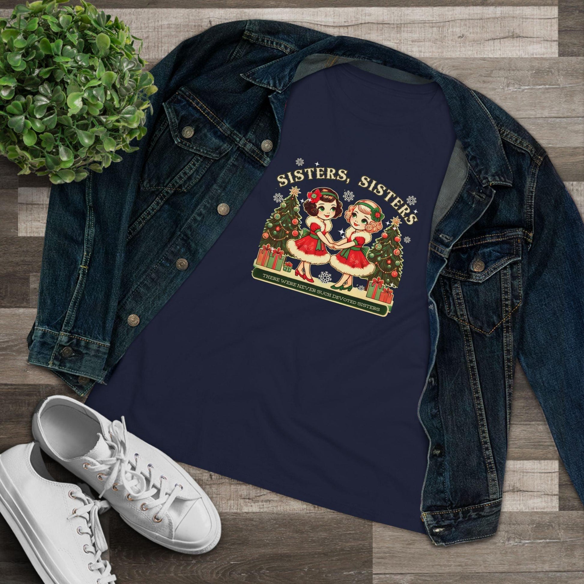 Sisters, Sisters (Blonde & Brunette Sisters) There Were Never Such Devoted Sisters! 👭🏻‍🤝‍👭🏼🎄 - Women's Softstyle Tee - Whippie's