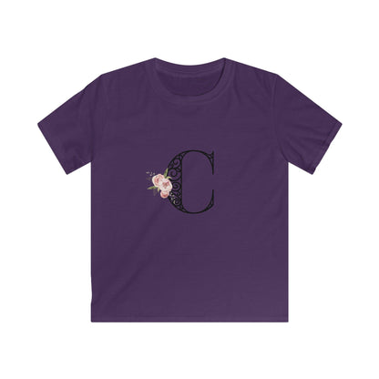 Floral Letters: Letter C - Kids Softstyle Tee - Whippie's