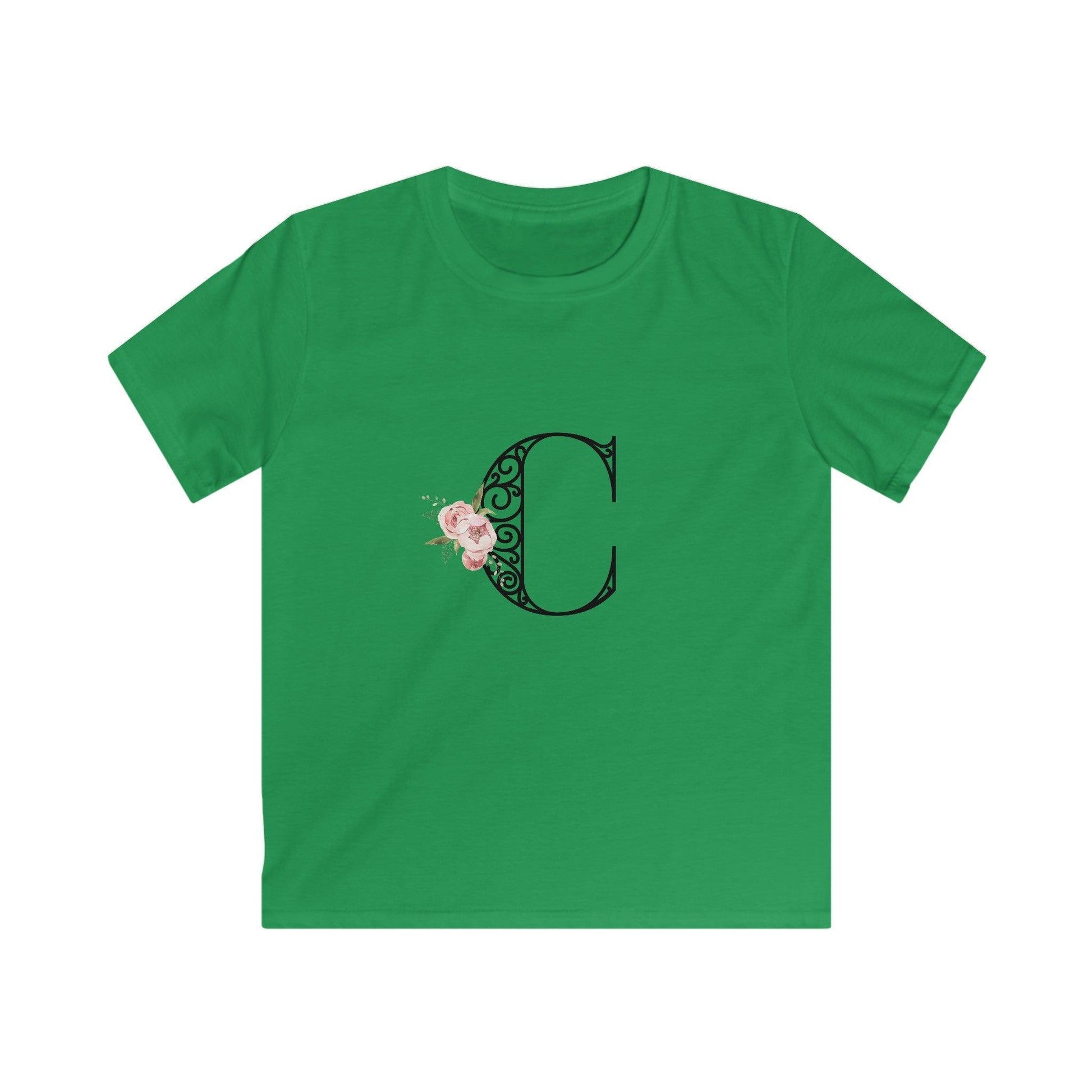 Floral Letters: Letter C - Kids Softstyle Tee - Whippie's