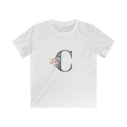 Floral Letters: Letter C - Kids Softstyle Tee - Whippie's