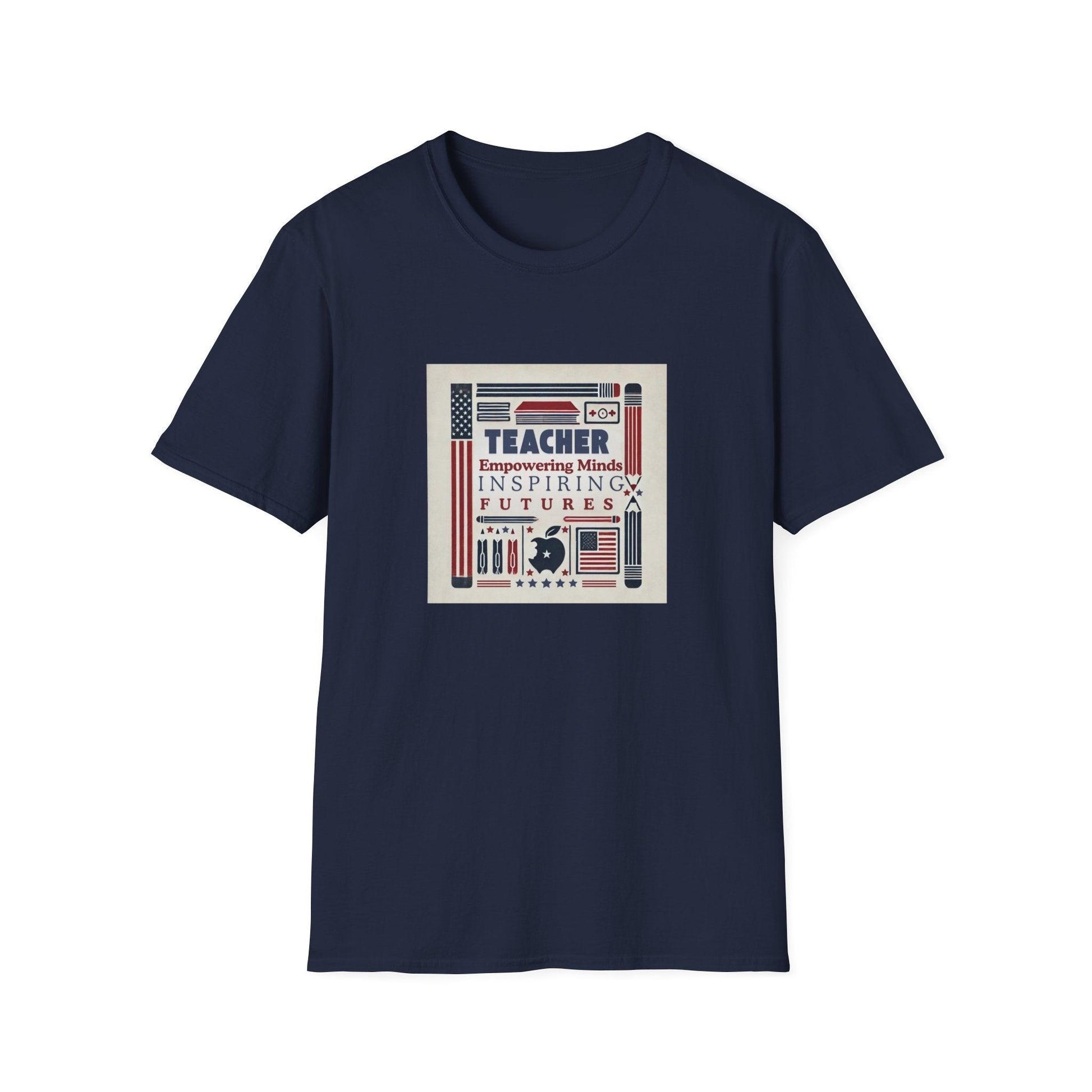 Teacher, Empowering Minds, Inspiring Futures Tee 🍎📚 - Patriotic Colors - Unisex T-Shirt - Whippie's