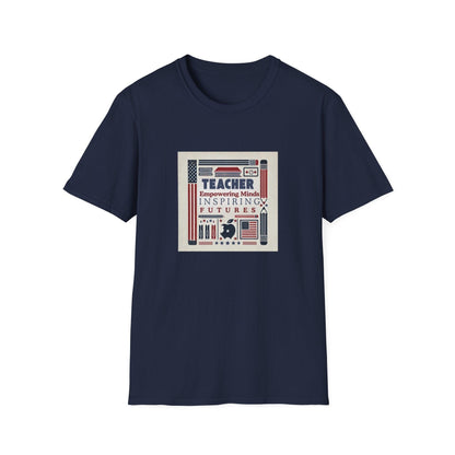 Teacher, Empowering Minds, Inspiring Futures Tee 🍎📚 - Patriotic Colors - Unisex T-Shirt - Whippie's