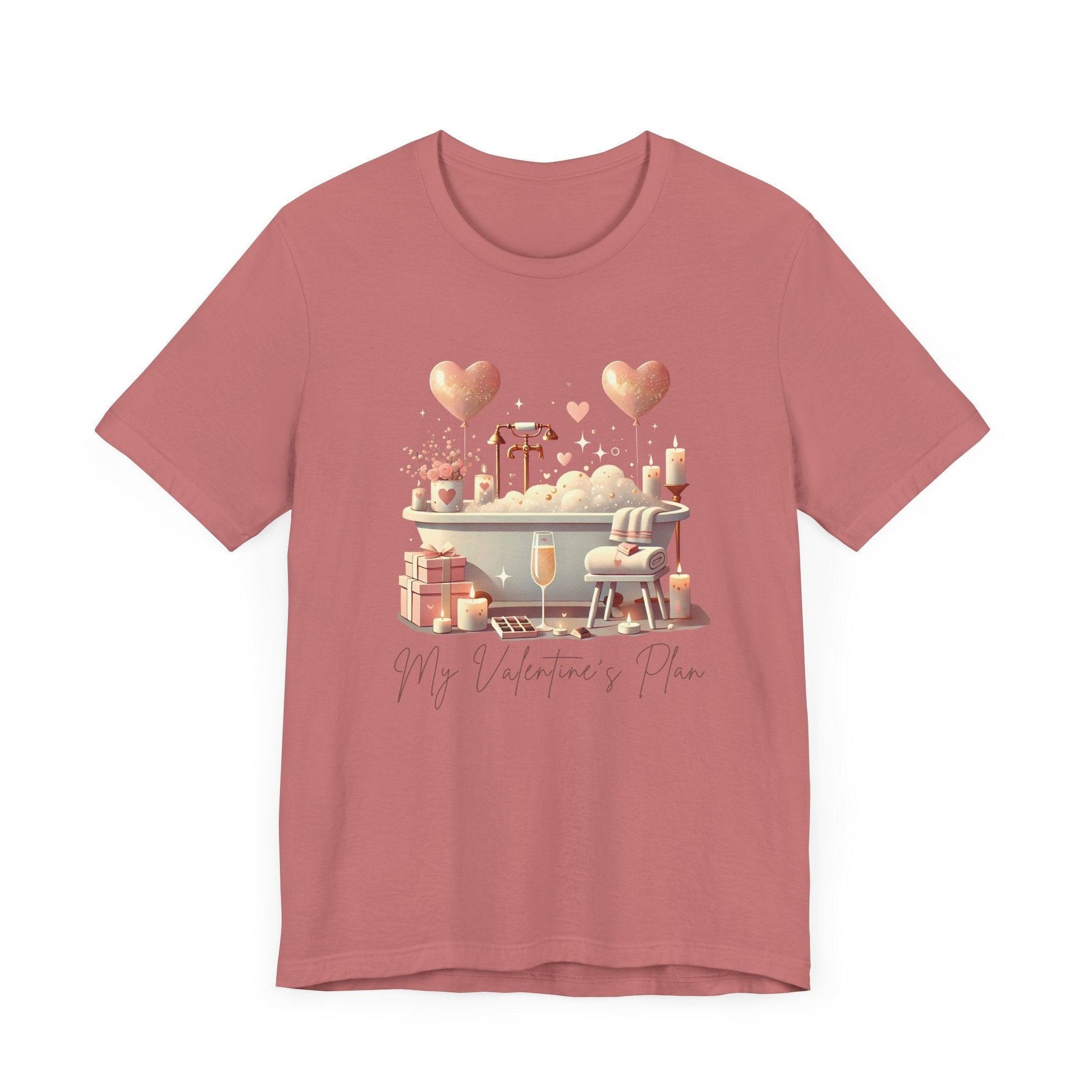 💖 My Valentine's Plan 🛁 Unisex Jersey Tee ✨ Romance, Relaxation, and a Touch of Whimsy! - Whippie's