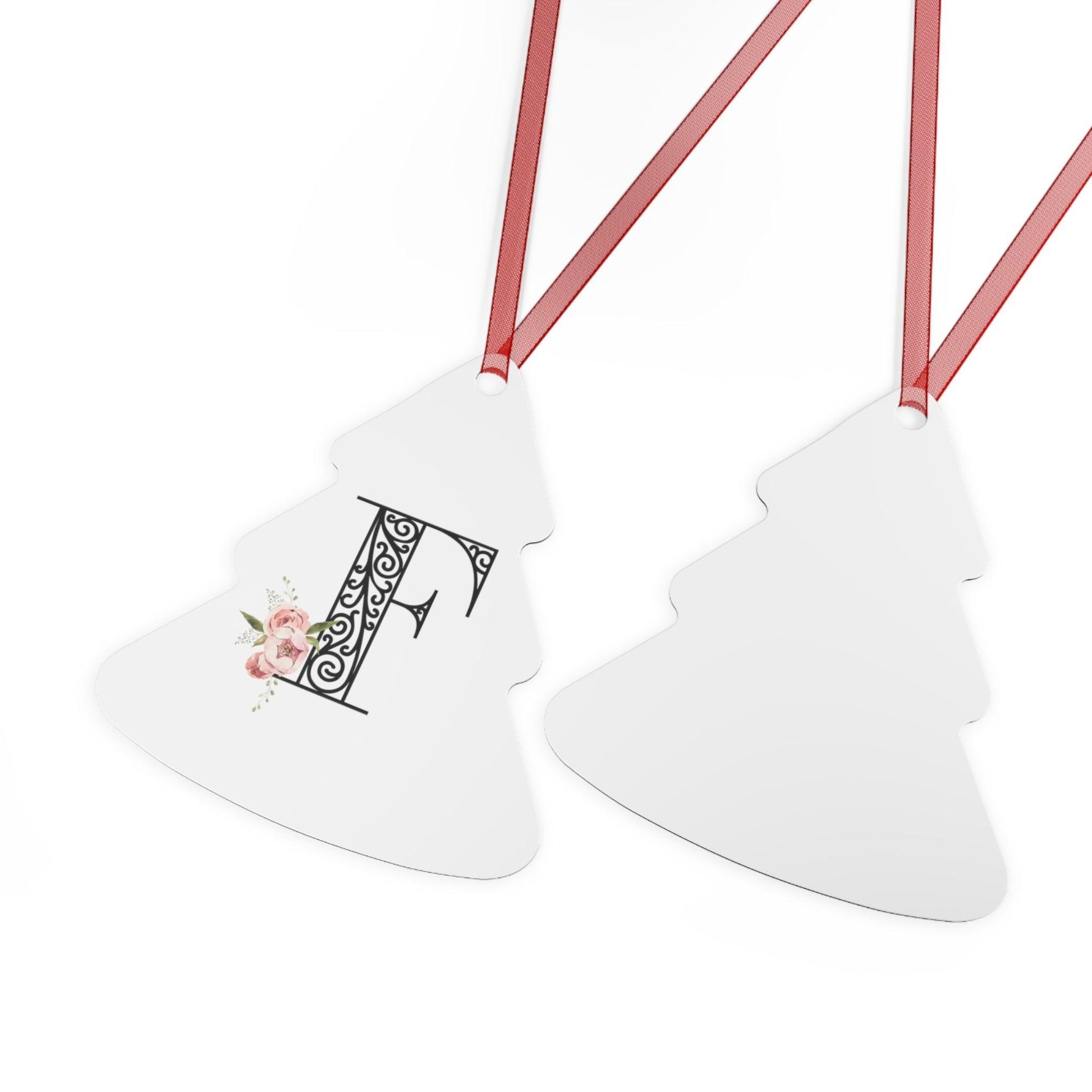 Floral Letters: Letter F - Metal Christmas Ornament - Whippie's