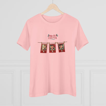 Merry Christmas - Photo Banner - Brunette Girls - Women's Softstyle Tee - Whippie's
