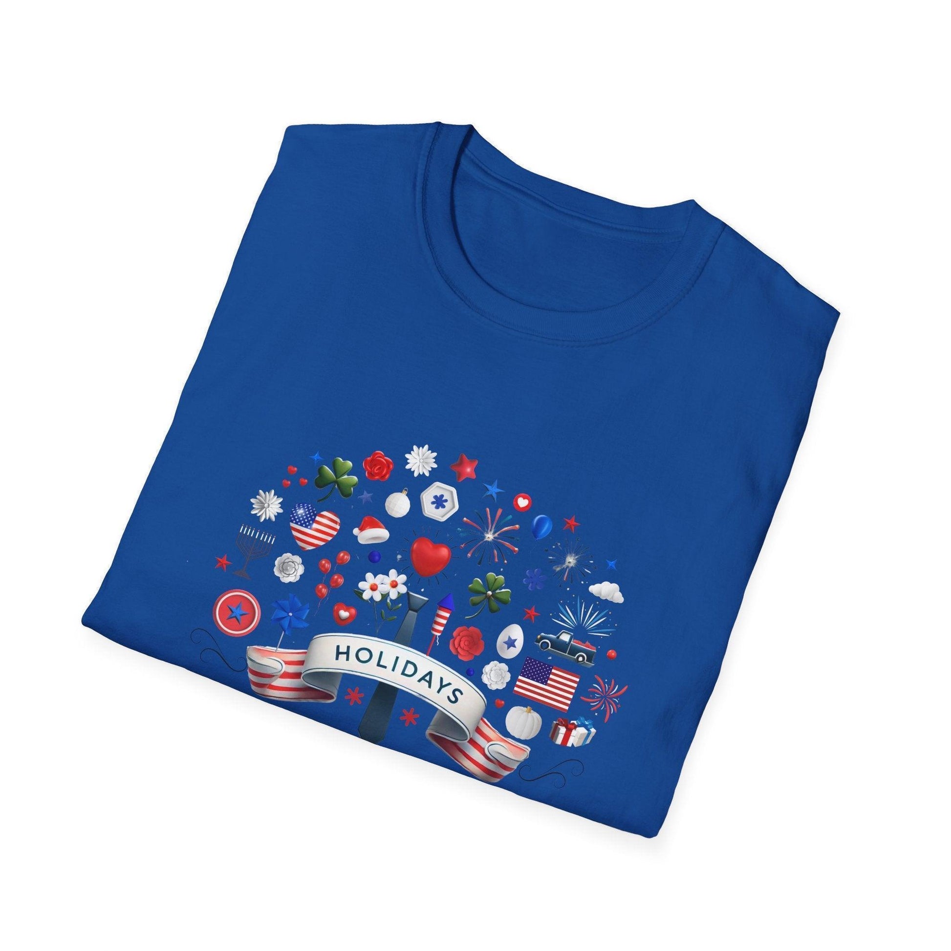 Merry Happy Everything 🎉 Unisex T-Shirt - Red, White & Blue Holiday Cheer! - Whippie's