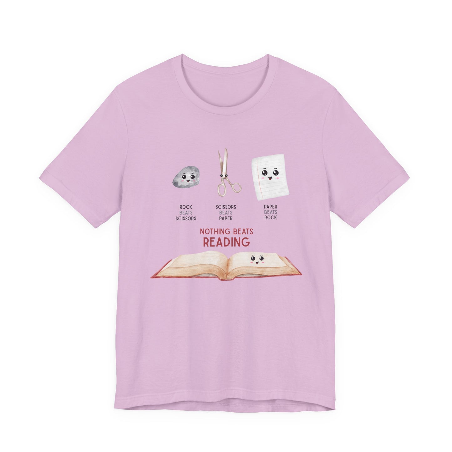Nothing Beats Reading: Rock, Paper, Book Unisex Tee