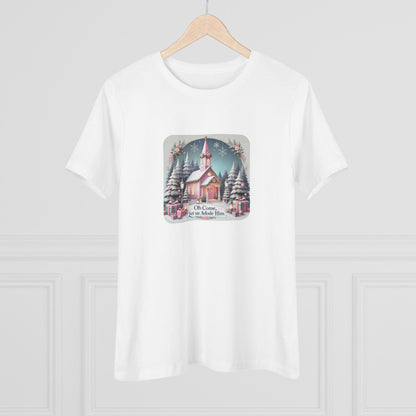 💖⛪ Pink Church - Oh Come, Let Us Adore Him ❄️🎁 - Women's Softstyle Tee - Whippie's