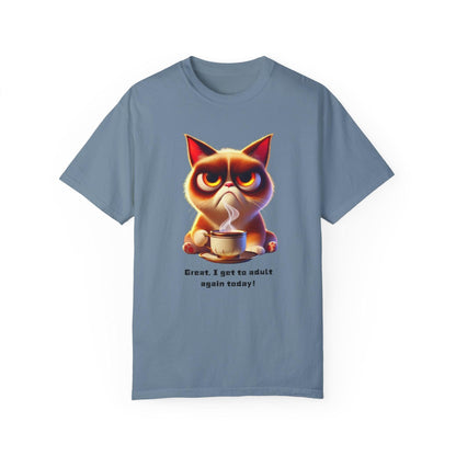 Adulting Again 😾☕ Unisex Garment-Dyed Tee 😹 - Whippie's