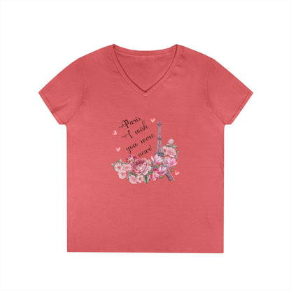 Paris, I Wish You Were Near! Women's V-neck Tee - Whippie's