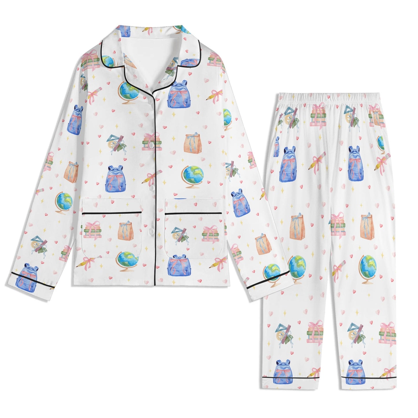 Back to School Adventures Kids Pajama Set with Pockets
