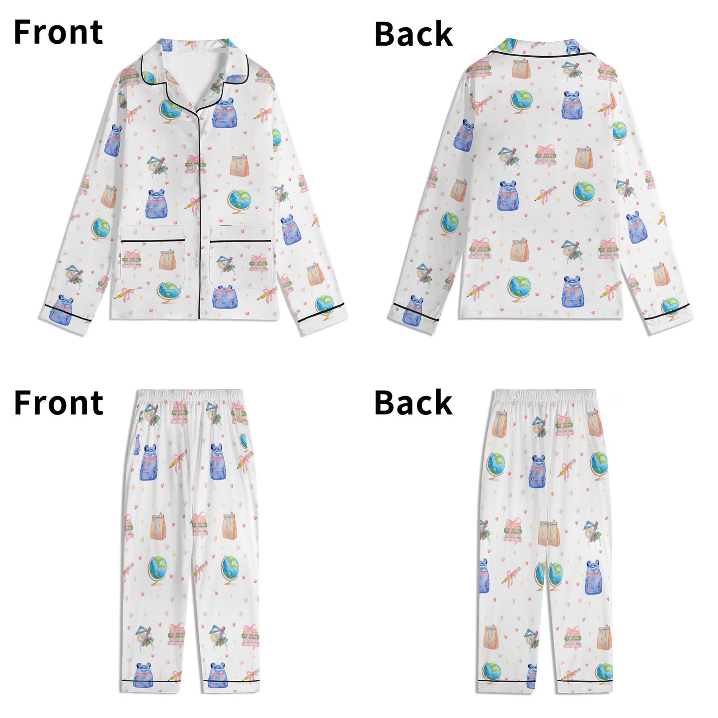 Back to School Adventures Kids Pajama Set with Pockets