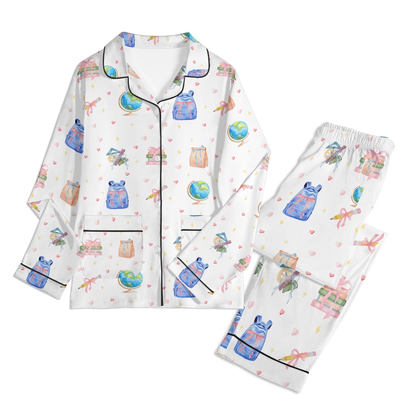 Back to School Adventures Kids Pajama Set with Pockets