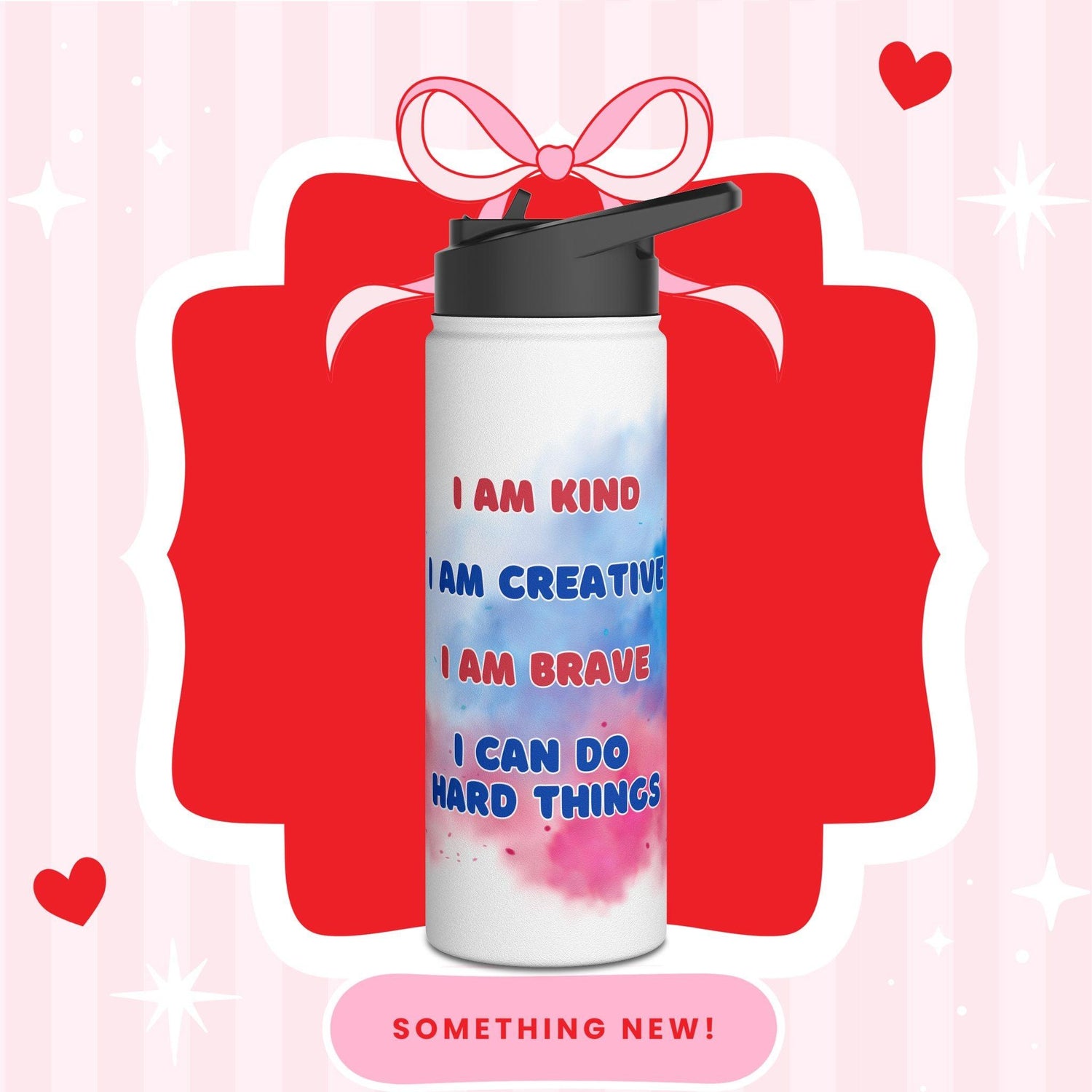 I Can Do Hard Things Stainless Steel Water Bottle - Personalizable - Whippie's